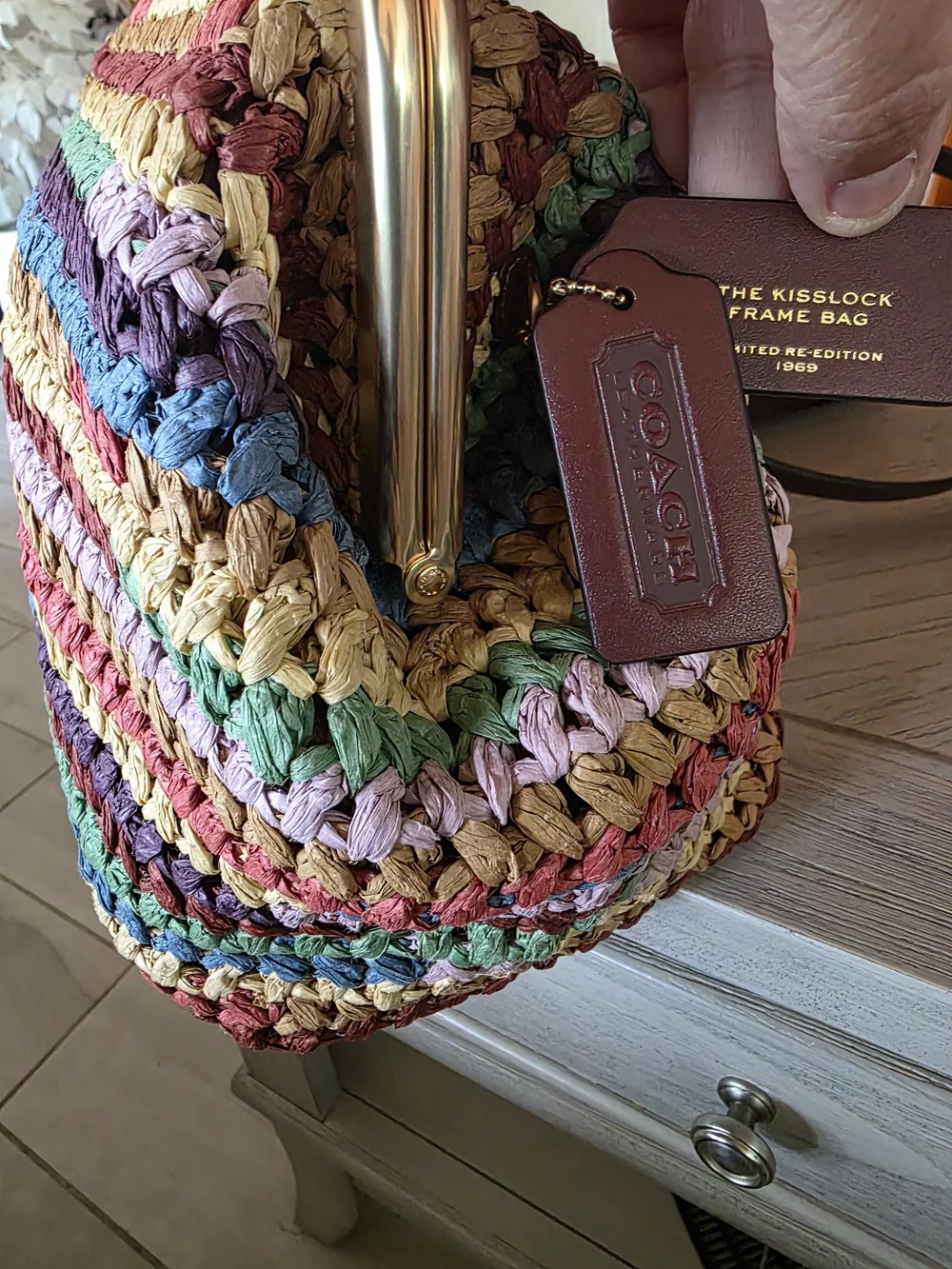 Coach woven straw